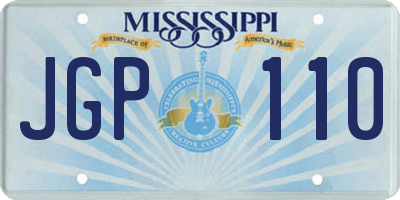 MS license plate JGP110