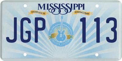 MS license plate JGP113