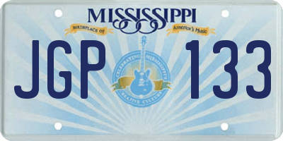 MS license plate JGP133