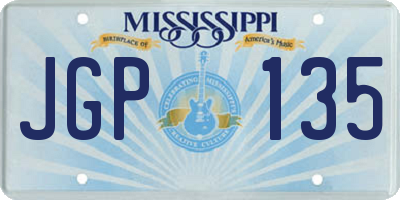 MS license plate JGP135