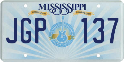 MS license plate JGP137