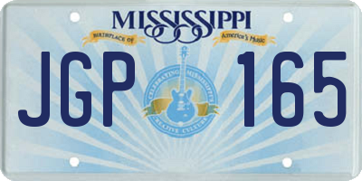 MS license plate JGP165