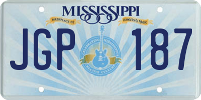 MS license plate JGP187