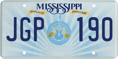 MS license plate JGP190