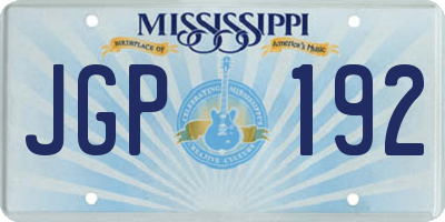 MS license plate JGP192