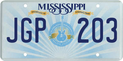 MS license plate JGP203