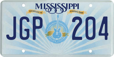 MS license plate JGP204