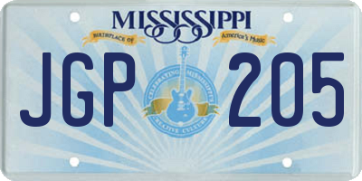 MS license plate JGP205