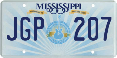 MS license plate JGP207
