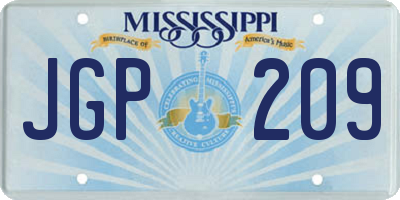 MS license plate JGP209