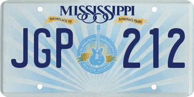 MS license plate JGP212
