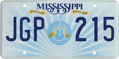MS license plate JGP215