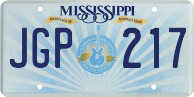 MS license plate JGP217