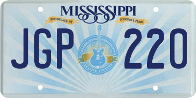 MS license plate JGP220