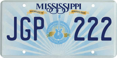 MS license plate JGP222