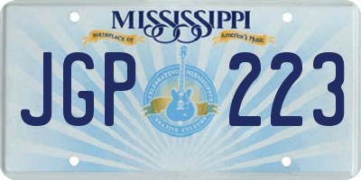 MS license plate JGP223