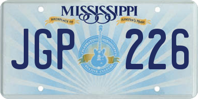 MS license plate JGP226