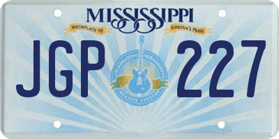 MS license plate JGP227