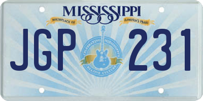 MS license plate JGP231