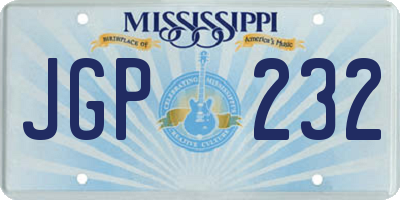 MS license plate JGP232