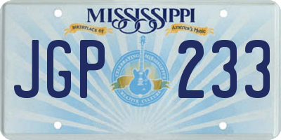 MS license plate JGP233