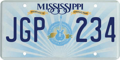 MS license plate JGP234