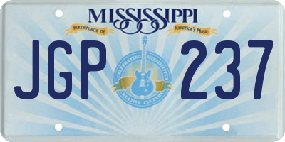 MS license plate JGP237