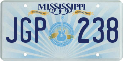 MS license plate JGP238