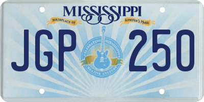 MS license plate JGP250