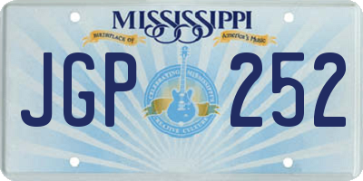 MS license plate JGP252