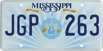 MS license plate JGP263