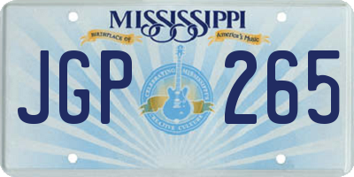 MS license plate JGP265