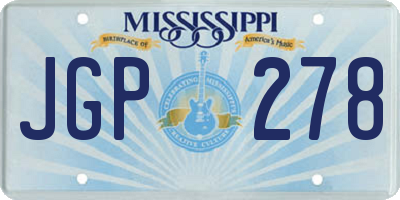 MS license plate JGP278