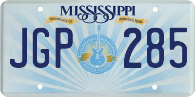 MS license plate JGP285