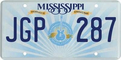 MS license plate JGP287