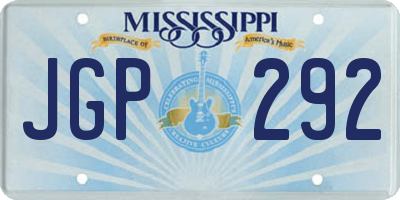 MS license plate JGP292
