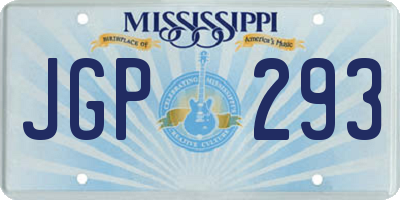 MS license plate JGP293