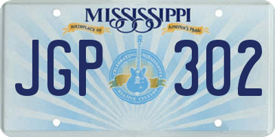 MS license plate JGP302