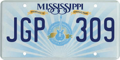 MS license plate JGP309