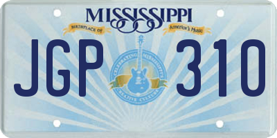 MS license plate JGP310