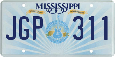 MS license plate JGP311