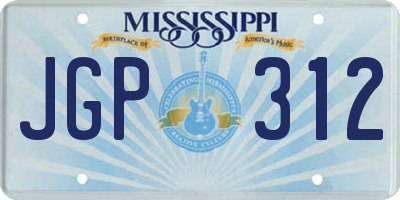 MS license plate JGP312