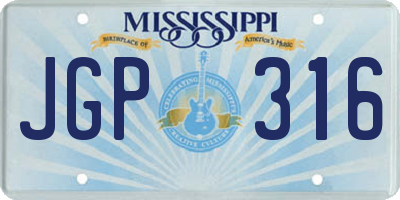 MS license plate JGP316