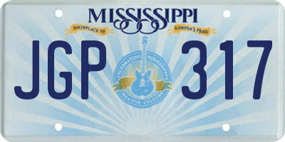 MS license plate JGP317