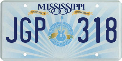 MS license plate JGP318