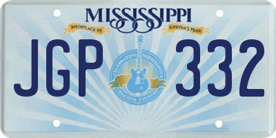 MS license plate JGP332