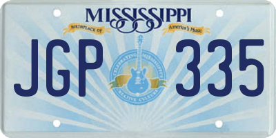 MS license plate JGP335