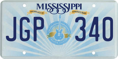MS license plate JGP340