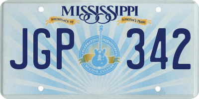 MS license plate JGP342
