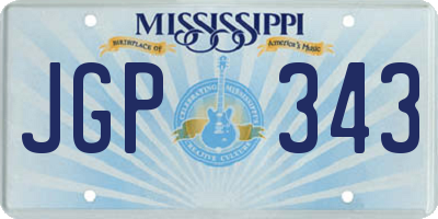 MS license plate JGP343